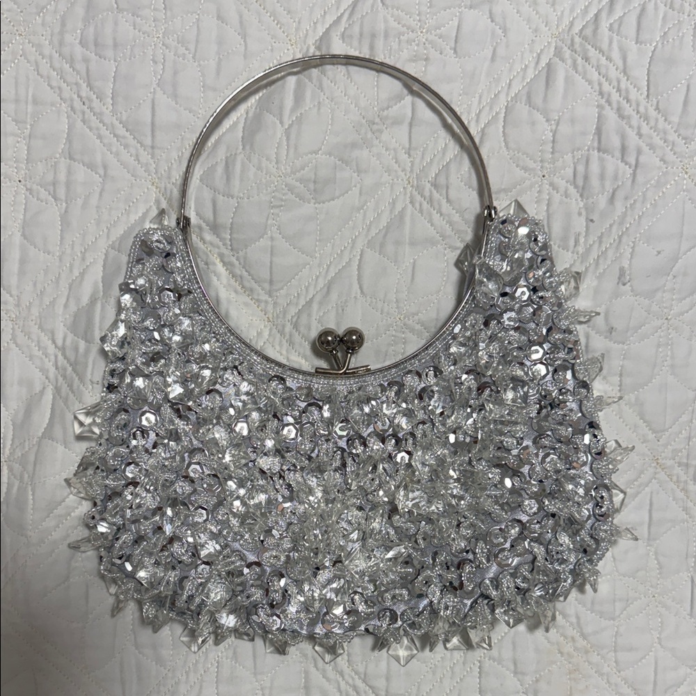 All Over Dangle-Bead Top Handle Bag